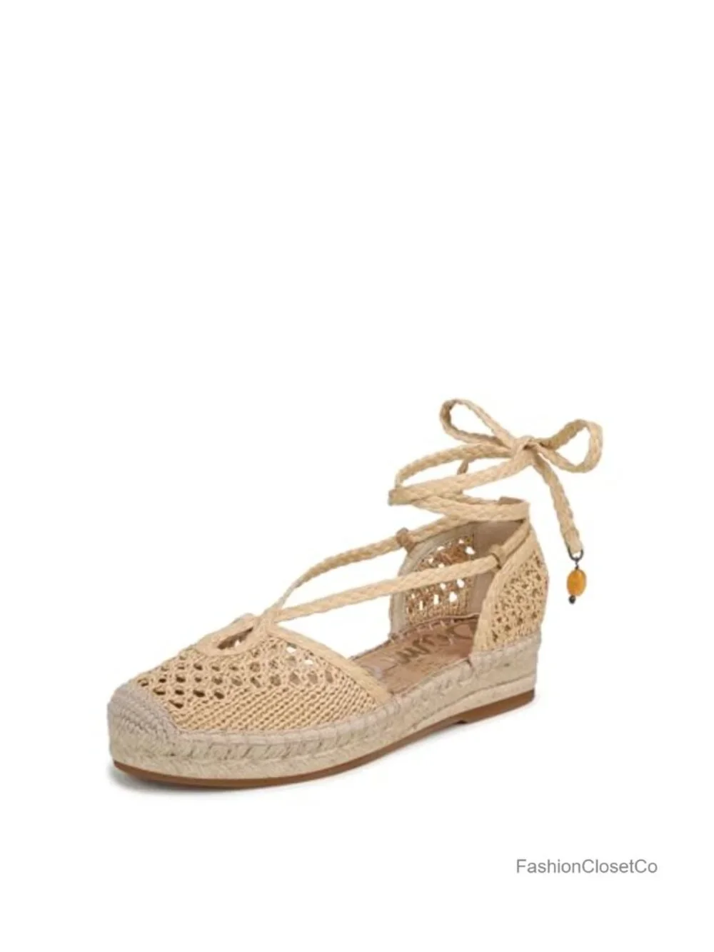 Espadrilles with Raffia Finish, Slip-on Almond Toe, Heeled Sandals